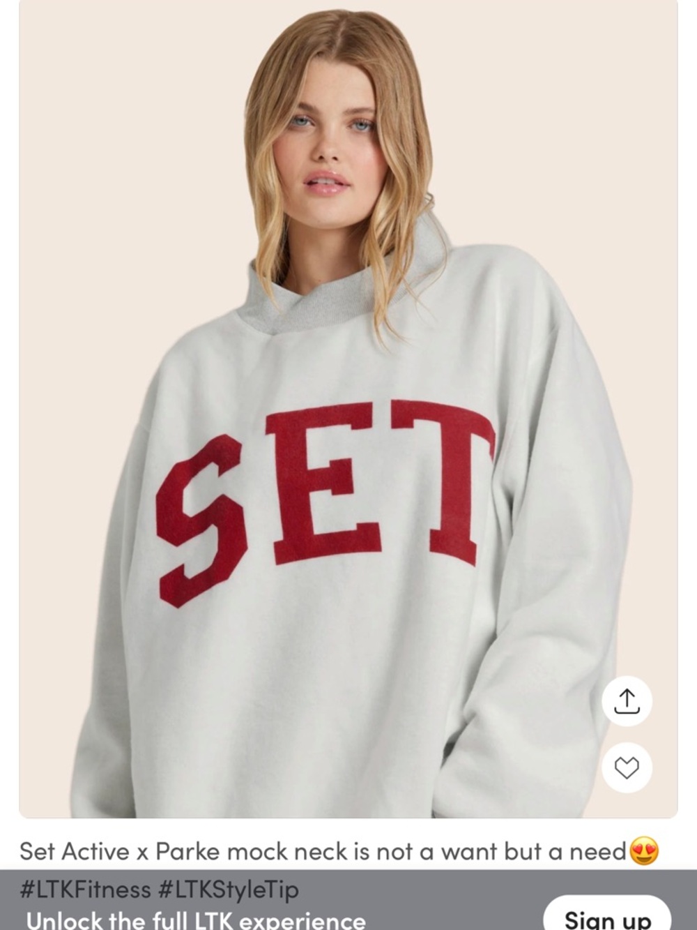 SET x Parke Mock Neck Sweatshirt - White with Red Lettering